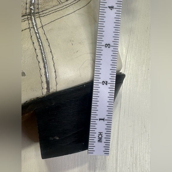 Vintage 90s Santa Fe Boot Co Cream Western Boots Womens 8.5 USA Leather - Picture 13 of 15